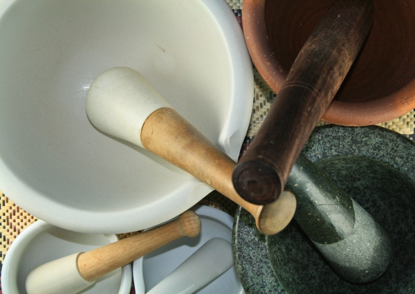 Our modest collection of mortars and pestles